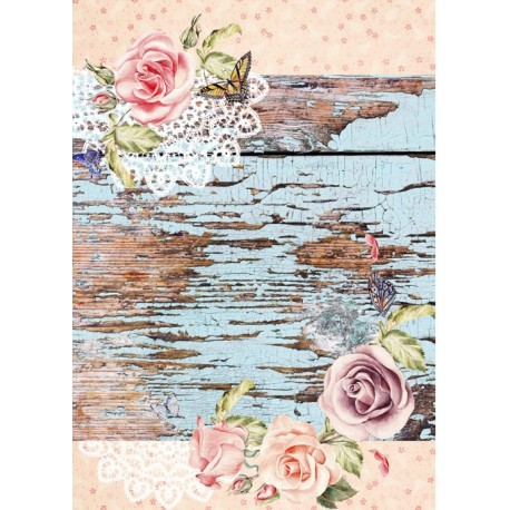 Papel de Arroz TABLÓN Y ROSAS