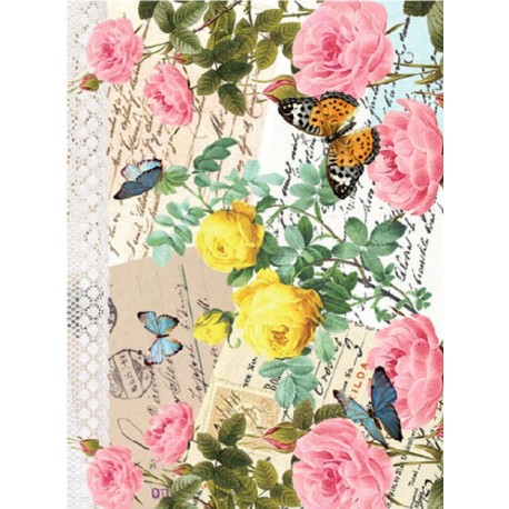 Papel de Arroz ROSAS CARTAS Y MARIPOSAS