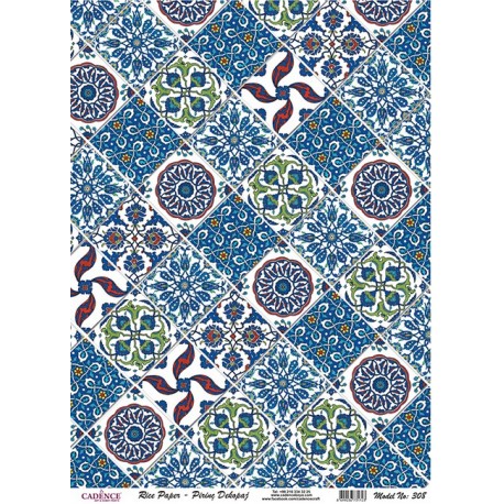 Papel de Arroz MINI AZULEJOS AZULES