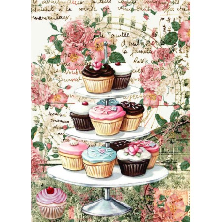 Papel de Arroz CUP CAKES & ROSAS