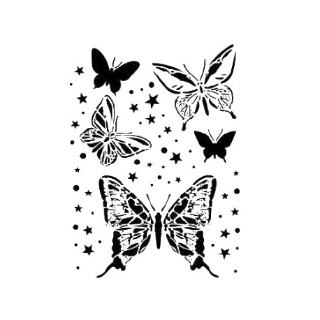 Stencil  MARIPOSAS Y ESTRELLAS 21x30