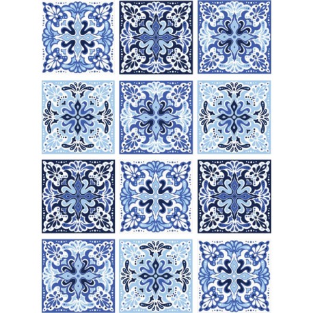 Papel de Arroz TILES BALDOSAS AZUL