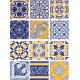 Papel de Arroz TILES BALDOSAS AZUL- AMARILLO