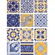 Papel de Arroz TILES BALDOSAS AZUL- AMARILLO