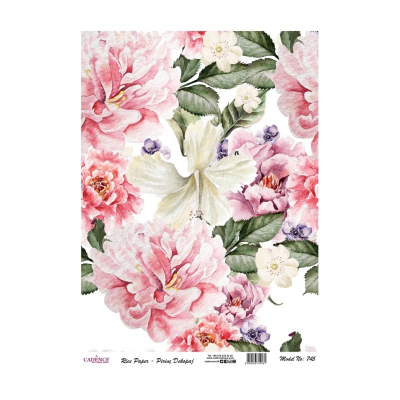 Papel Arroz Peonías Rosas ✓ Para Decoupage y decoraciones