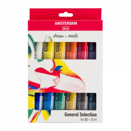 Set 12 Acrílicos Primarios Amsterdam 20ml