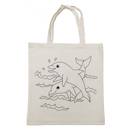 Bolsa  Algodón Prediseño DELFINES 38x42cm