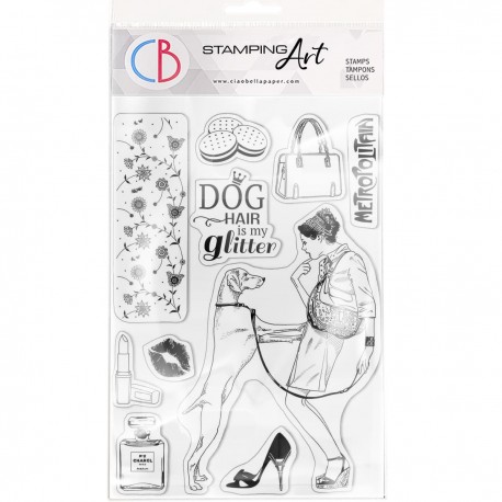 Clear Stamp Set 6"x8" Dog hair is my glitter