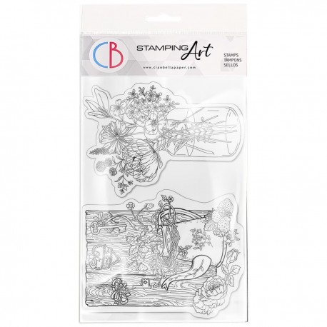 Clear Stamp Set 4"x6" Fraises et fleurs savages