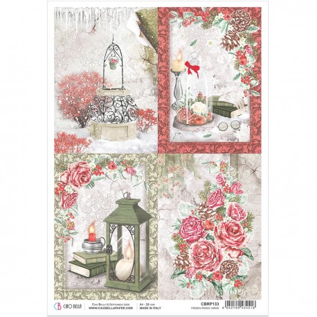 Rice Paper A4 Frozen Roses Cards