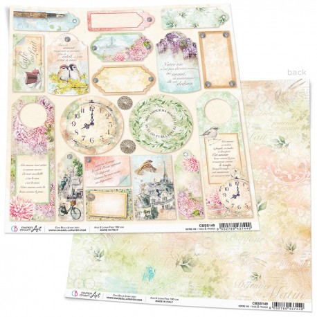 Notre Vie Tags & Frames Paper Sheet 12"x12"