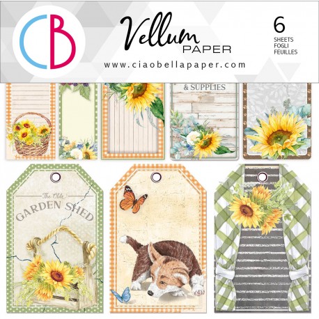 Vellum Farmhouse Garden Fussy Cut 6"x6" 6/Pkg