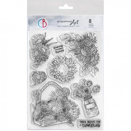 Clear Stamp Set 6"x8" Growing sunflowers