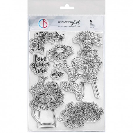 Clear Stamp Set 6"x8" Flowers Fairy