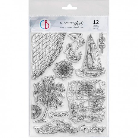 Clear Stamp Set 6"x8" Sailing trip