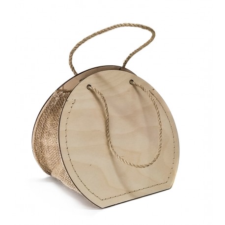 Woodbag bolso madera/rafia 20x18x13