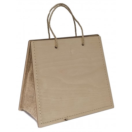 Woodbag bolso madera/rafia 24x27,5x13