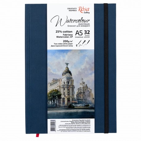 Cuaderno acuarela A5 200gr (32 hojas) ROSA GALLERY