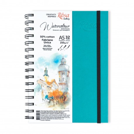 Cuaderno acuarela espiral A5 250gr (32 hojas) ROSA