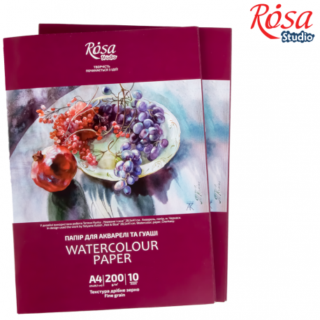 Papel acuarela A4 200gr (10 hojas) ROSA STUDIO