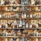 Vellum Cabinet of curiosities Fussy Cut 6"x6" 6/Pk